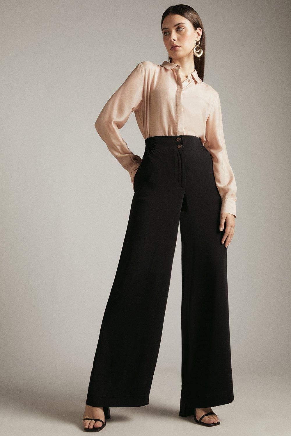 Essential Tailored Wide Leg Woven Pants | Karen Millen US
