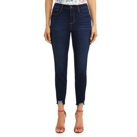 Sofia Jeans by Sofia Vergara Rosa Curvy Ripped Hem High Waist Ankle Jean Women's (Dark Wash) | Walmart (US)