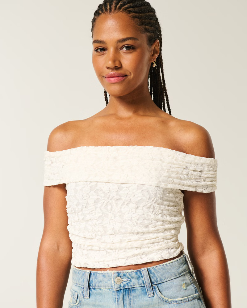 Women's Lace Foldover Off-the-Shoulder Top | Women's New Arrivals | HollisterCo.com | Hollister (US)