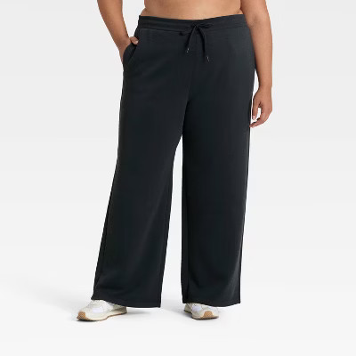 Women's Airy Sleek Wide Leg Sweatpants - All In Motion™ Black 3X | Target