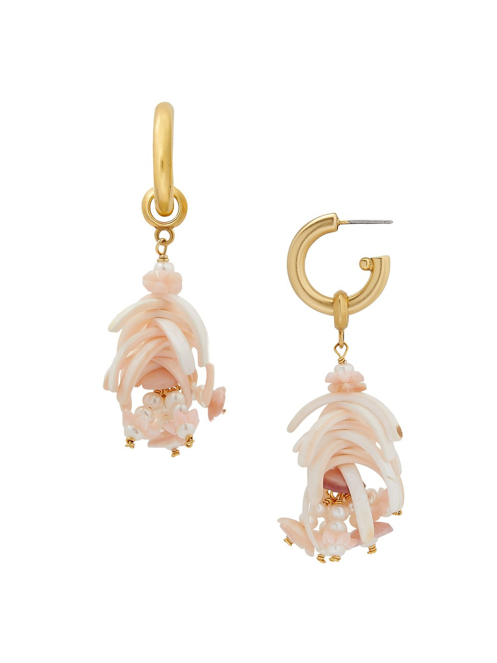 Women's Mermaid 24K Goldplated Shell & Coral Huggie Hoops | Saks Fifth Avenue