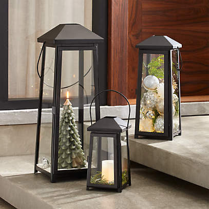 Petaluma Black Metal Lantern 20" | Crate & Barrel