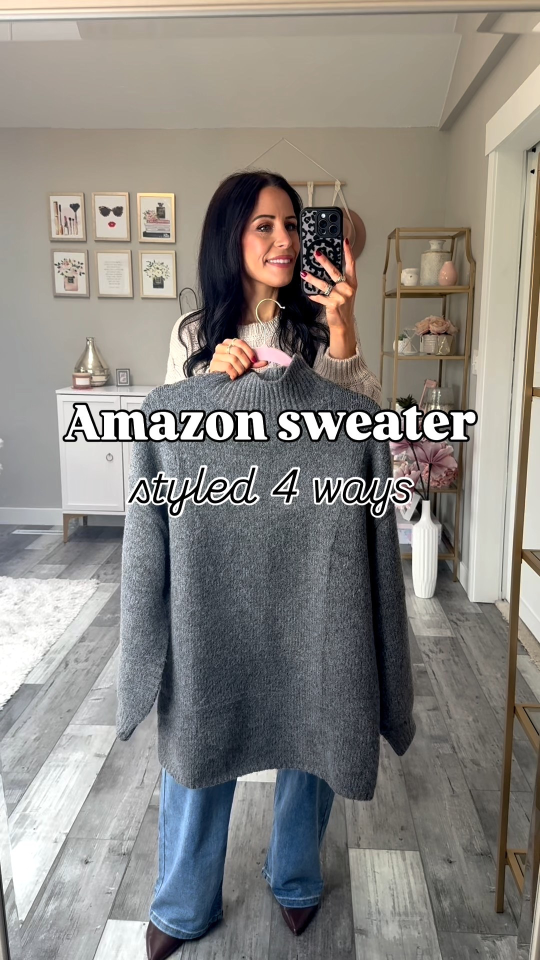 Comfy cozy Amazon sweater styled 4 ways.

Outfit 1 - XS sweater, XS leggings
Outfit 2 - XS sweater, small dress
Outfit 3 - XS sweater, XS jeans 
Outfit 4 - XS sweater, XS pants 

Amazon fashion, chic outfit inspo, chic style, casual style, affordable fashion, Amazon favorites, women’s fashion finds, Amazon outfit inspo, everyday outfit inspo, weekend style, comfy outfit, comfy style, cozy outfit, winter transition style, fall style, fall outfit Inspo, neutral outfit, neutral style, amazon sweater 

#LTKFindsUnder50 #LTKPetite #LTKSeasonal