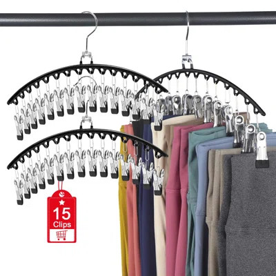 3Pack Legging Organizer For Closet, Metal Yoga Pants Hanger W/Rubber Coated 3 Pack W/15 Clips Hangers Space Saving Closet Organizers And Storage, Blac | Wayfair North America