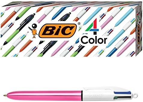 BIC 4-Color Shine Ballpoint Pen, Pink Barrel, Medium Point (1.0mm), Assorted Inks, 3-Count | Amazon (US)