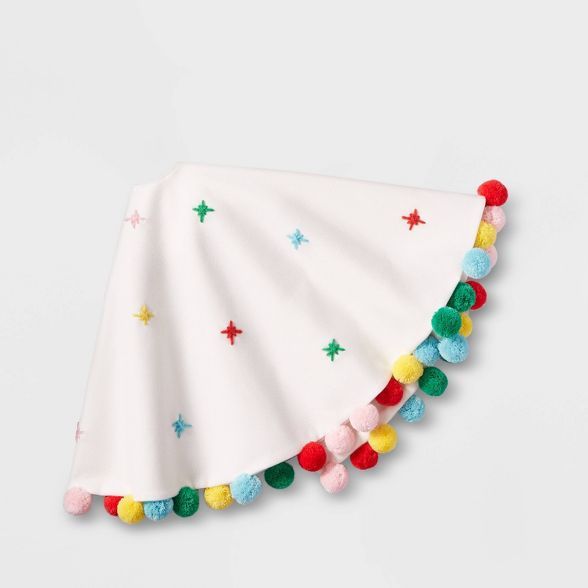 Pompom Starburst Stitch Felt Tree Skirt Multicolored - Wondershop™ | Target