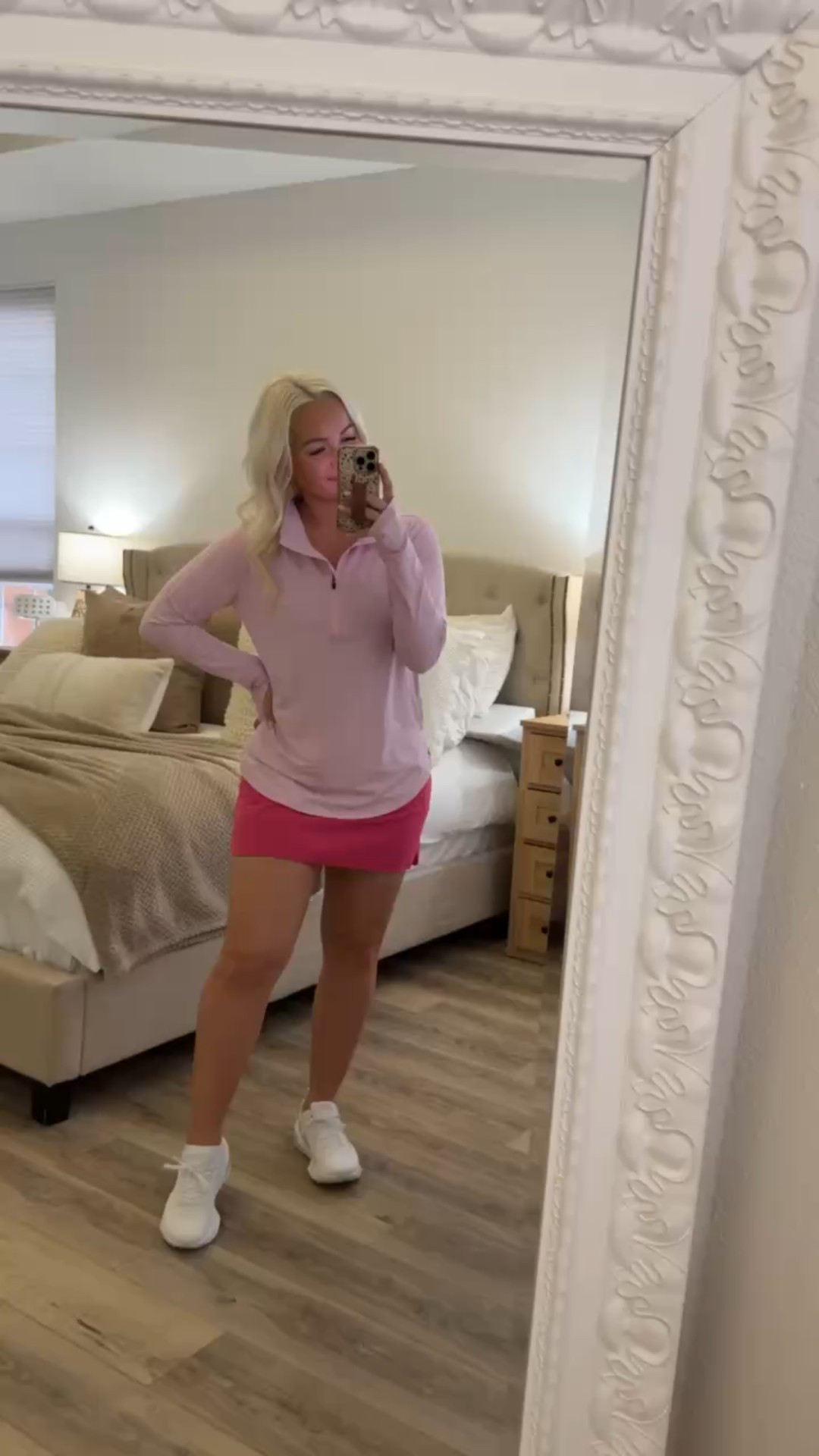 This half-zip pullover is unbelievably comfortable, and the waffle print texture gives it such a cozy, elevated look. I’m always a fan of thumb holes on tops like this, they’re one of those little details that just make it better. It’s perfect for layering and can be styled so many different ways with all kinds of activewear. 

#HalfZipPullover #WaffleTexture #LayeringStaple #ActivewearStyle #ThumbHoleTop #CasualStyle #AthleisureEssentials