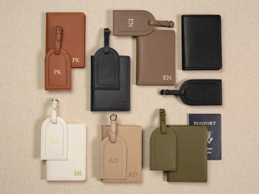 Embossed Leather Passport Holder & Embossed Luggage Tag (set) - Gift for Wife, Mom, 3rd Anniversa... | Etsy (US)