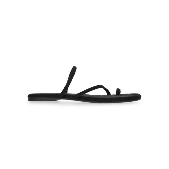 Time and Tru Women's Faux Suede Barely There Toe Loop Sandals | Walmart (US)