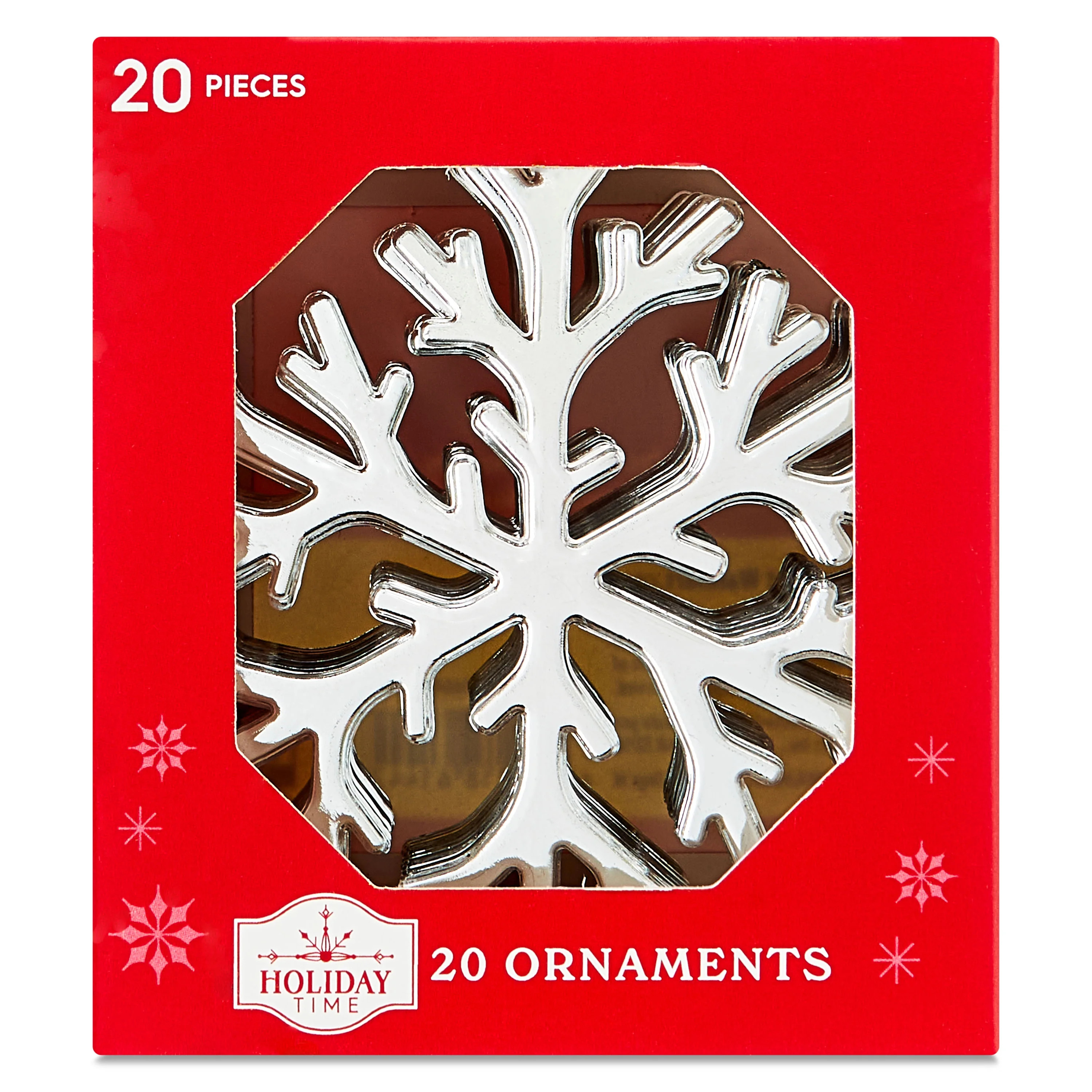 20 Adornos Navideños de Plástico Plateado con Copos de Nieve Brillantes, 3,9 Pulgadas, de Holid... | Walmart (US)