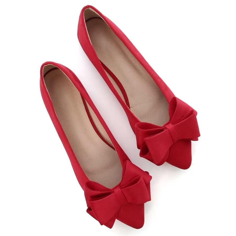 Stunner Womens Bowknot Flower Ballet Flats Pointed Toe Soft Dress Shoes | Amazon (US)
