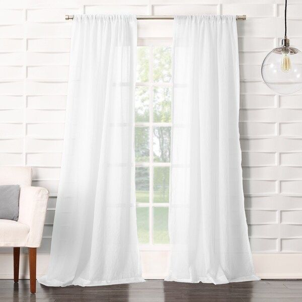 No. 918 Ladonna Rod Pocket Solid Semi-Sheer Window Curtain Panel - 50 x 84 - White | Bed Bath & Beyond