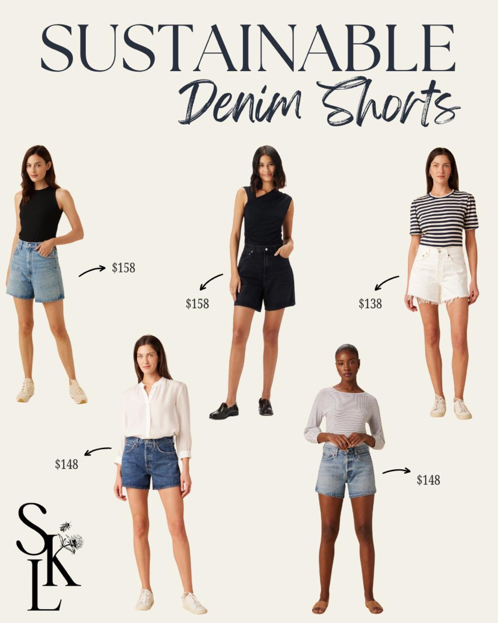 Sustainable denim shorts for the summer season! Sustainable denim shorts for women, best sustainable denim shorts, sustainable denim shorts 
