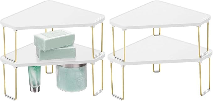 mDesign Plastic/Steel Corner Stackable Rack, Storage Organizer Shelf for Bathroom, Vanity, Counte... | Amazon (US)