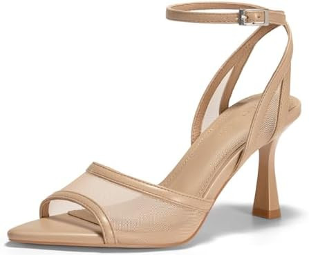 Coutgo Womens Kitten Heels Sandals Pointed Open Toe Ankle Buckle Strap Summer Dress Shoes | Amazon (US)