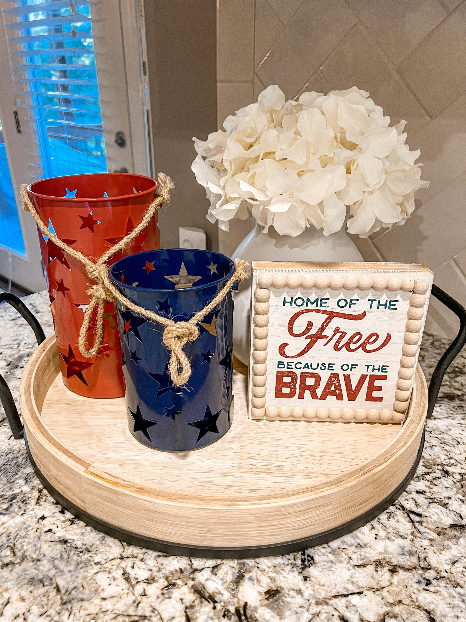 4th of July  centerpiece idea! Patriotic, kitchen table, kitchen counter, coffee table decor
#patrioticdecor #4thofjulydecor #homedecor #kitchendecor

#LTKxWalmart #LTKHome #LTKSeasonal