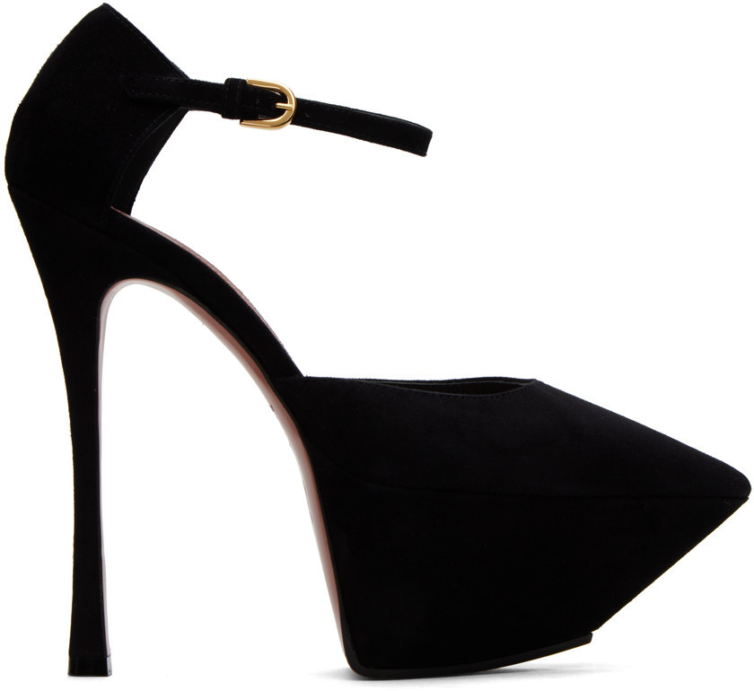 Amina Muaddi Black Angelica Heels | SSENSE