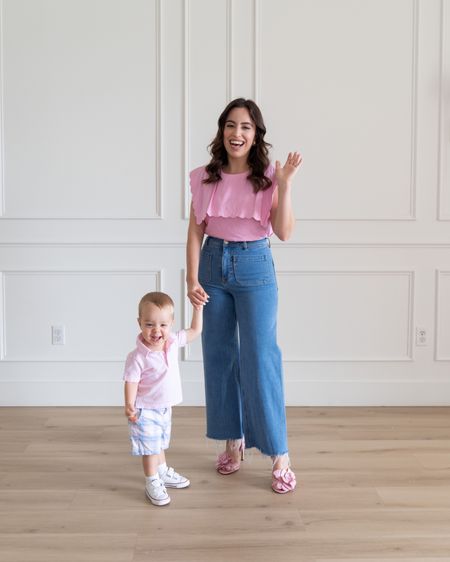 Mommy and me pink outfit idea! Love this pink scalloped linen top and wide leg jeans, and Matteo’s pink polo and pink & blue shorts are on sale



#LTKsalealert #LTKstyletip #LTKfamily