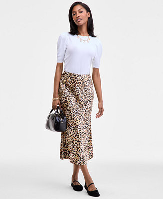 Women's Printed Midi Slip Skirt, Macy's Exclusive | Macy's