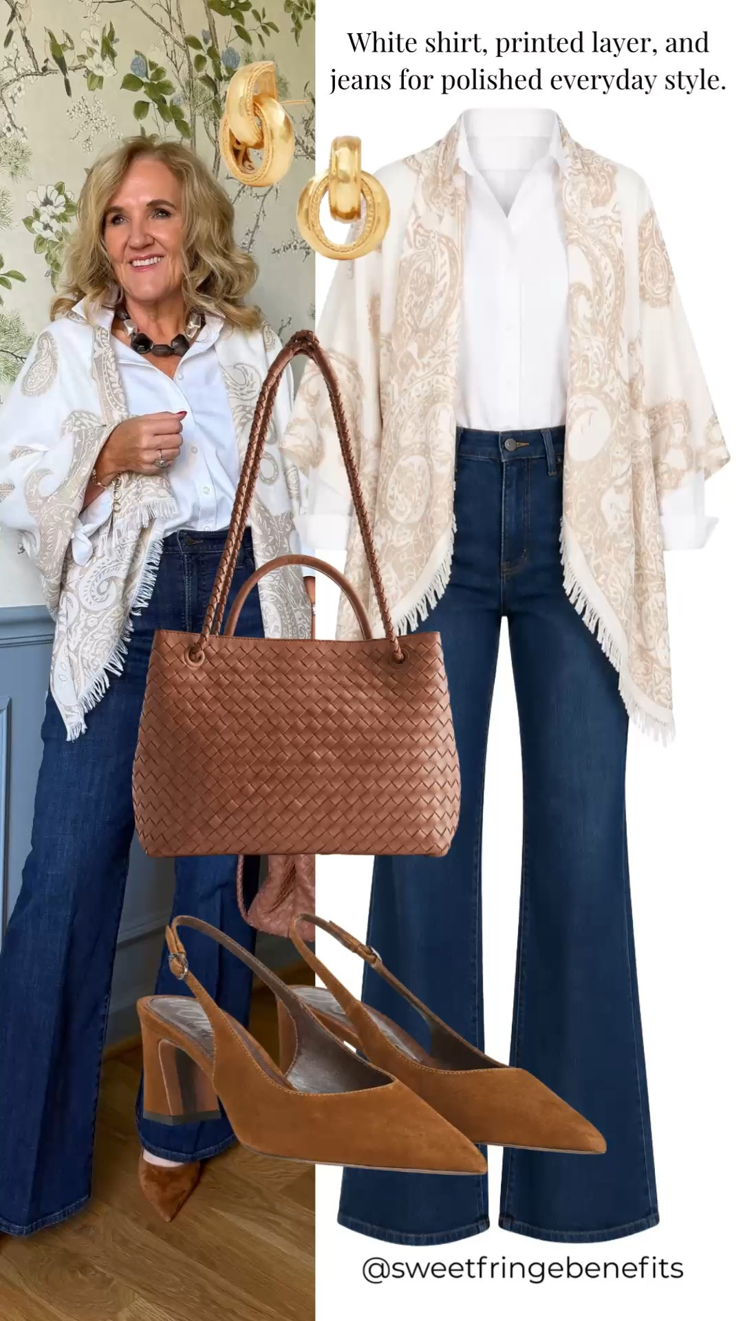 This white shirt and printed layer make jeans feel instantly more polished. Add pointed-toe heels and a woven tote for an easy everyday look that works well from errands to lunch.

💡 LTK MADE EASY
❤️ Heart = Support my posts!
🔖 Save = Get sale & restock alerts
📋 Lists = Keep favorites organized
📲 Share = Send lists and products to a friend. Hello, Christmas List!
💬 Comment = Ask me anything about what I'm wearing.:-)

#LTKWorkwear #LTKootd #LTKOver40
