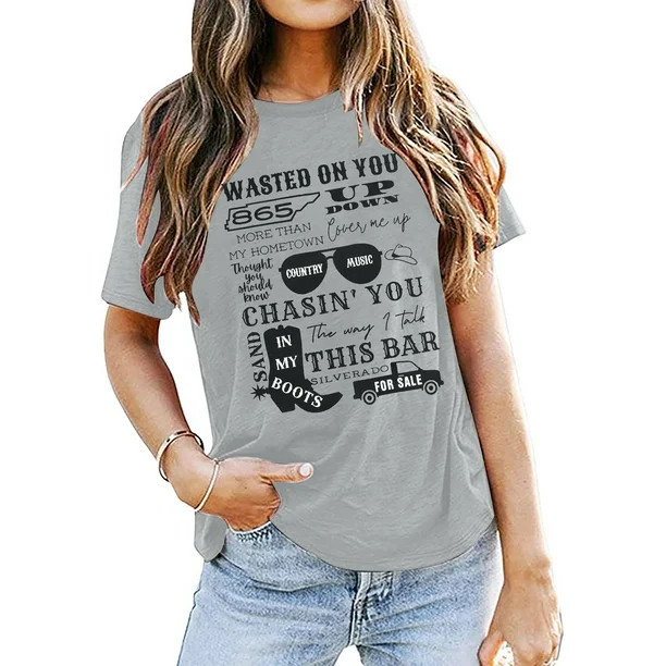 VILOVE Country Music Shirt Women Country Concert T Shirt Music Lover Gift Shirts Vintage Letter G... | Walmart (US)