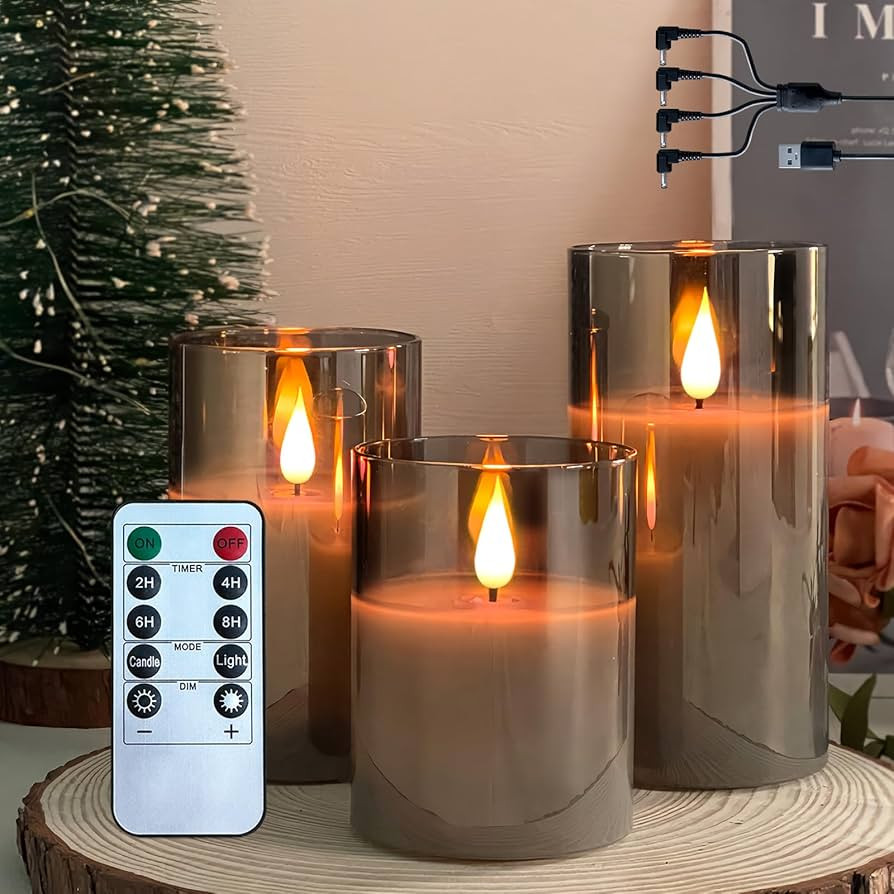 Rechargeable Flameless Candle, Flashing LED Pillar Real Wax Candle with Remote Control and Timer,... | Amazon (US)