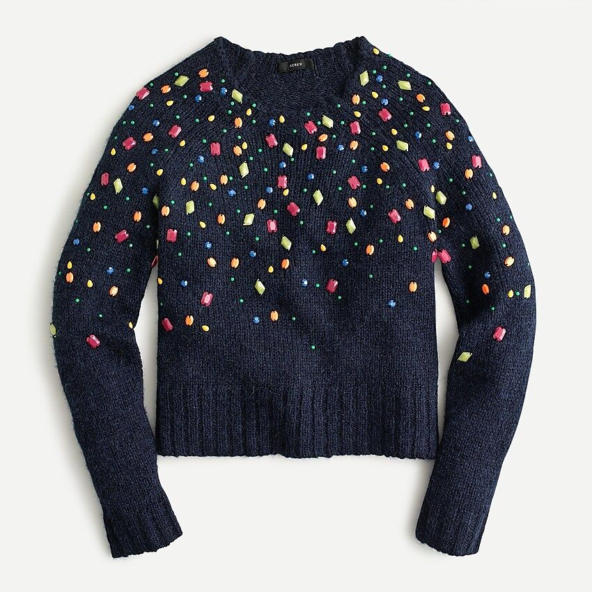 Embellished alpaca-blend crewneck sweater | J.Crew US