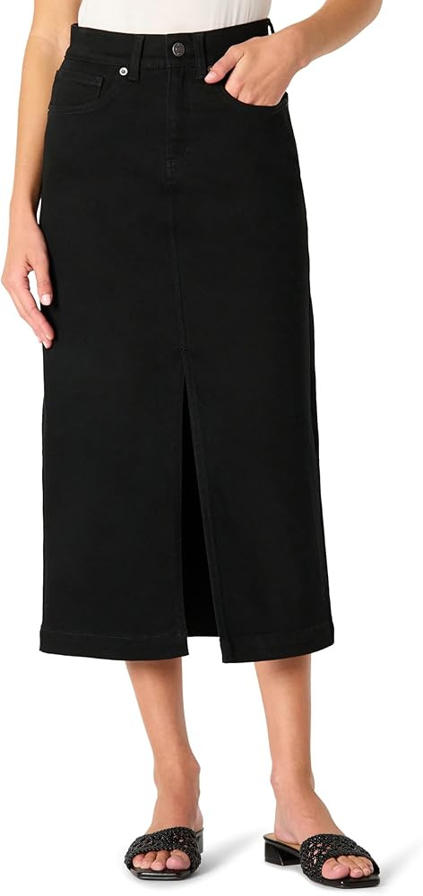 Amazon Essentials Women's Low Stretch Regular-Fit High-Rise Long Jean Skirt | Amazon (US)