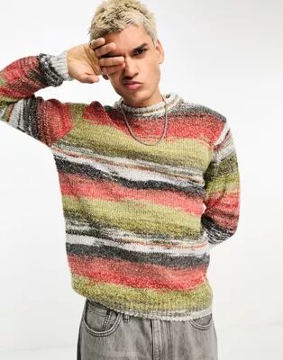 COLLUSION knitted spacedye crewneck in red and green | ASOS (Global)