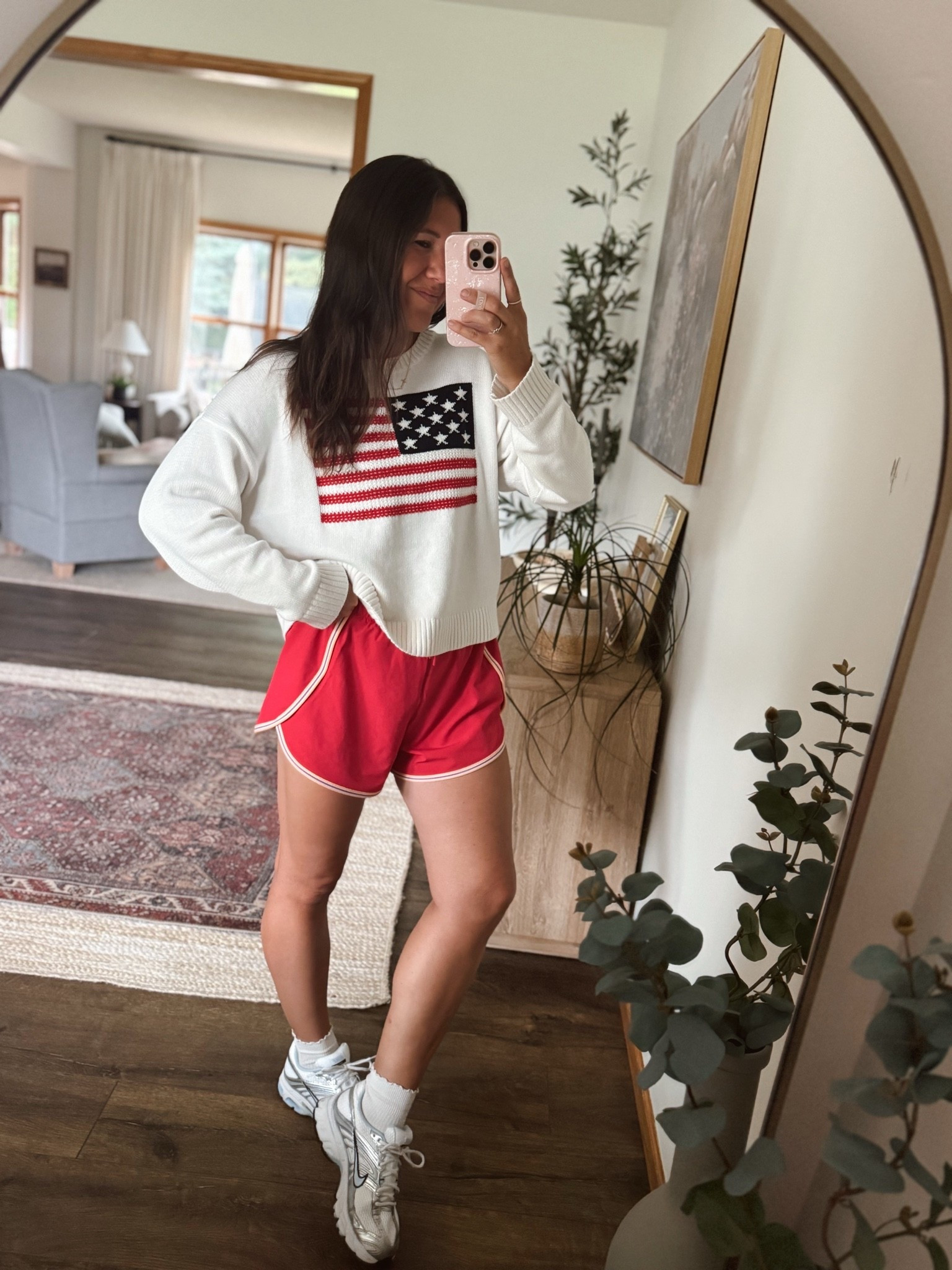 Living for this 100% cotton flag sweater. And I own these workout shorts in 2 colors 👌🏽 

Medium sweater / small shorts

Target style, old navy style, 4th of July outfit

#LTKootd #LTKmomlife #LTKActive