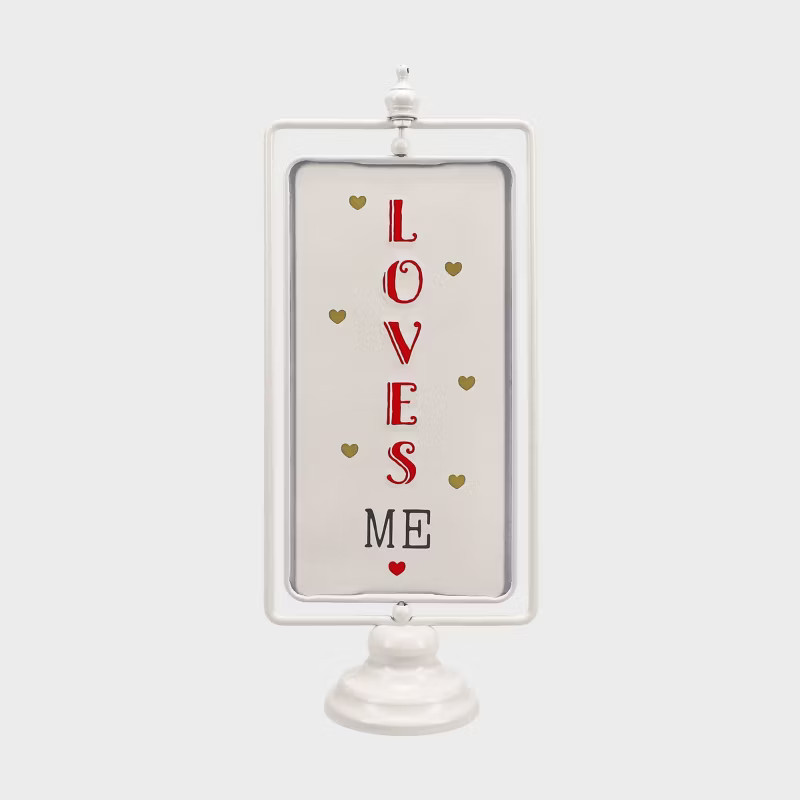 Vertical Rotating Valentine's Day Tabletop 'Loves Me/Loves Me A Lot' Sign - Spritz™ | Target