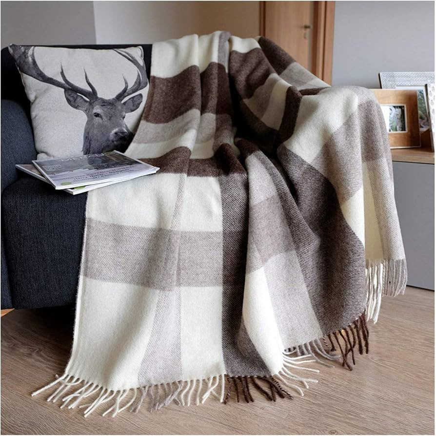 Linen & Cotton Flauschige, Anschmiegsame und Warme Decke Wolldecke Kariert Wohndecke Kuscheldecke... | Amazon (DE)