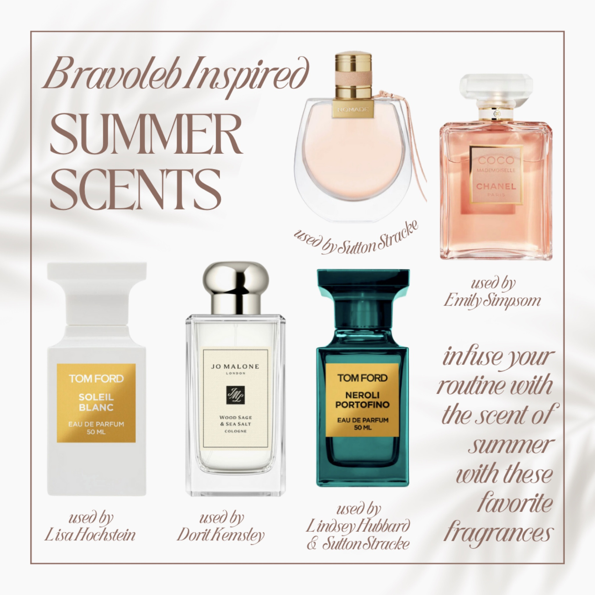 Refresh your summer scent with these perfumes we’ve spotted our favorite Bravolebs using. Shop them all at @nordstrombeauty #nordstrombeauty #nordstrompartner

All sources are available on BigBlondeHair.com. None of the celebrities mentioned are affiliated with or endorsing this post, we just spotted them using the products. 