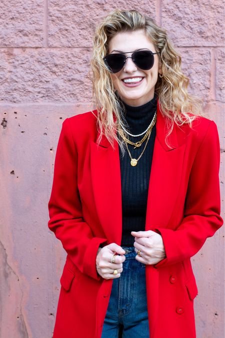 A cherry red blazer is just what fall ordered. 

Styling with a black turtleneck and layered gold necklaces  

#LTKworkwear #LTKSeasonal #LTKstyletip