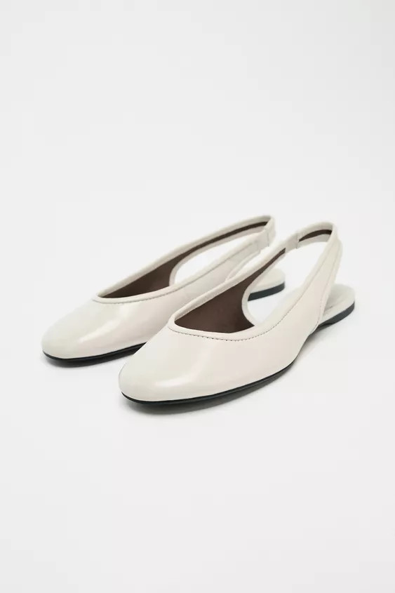 LEATHER SLINGBACK BALLET FLATS | Zara US