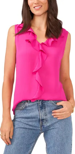 Ruffle Neck Sleeveless Georgette Blouse | Nordstrom