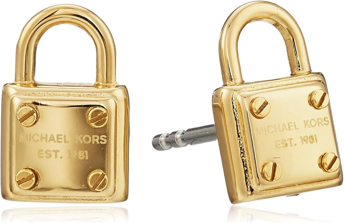 Michael Kors Gold-Tone Stainless Steel Padlock Stud Earrings (Model: MKJ3485710) | Amazon (US)