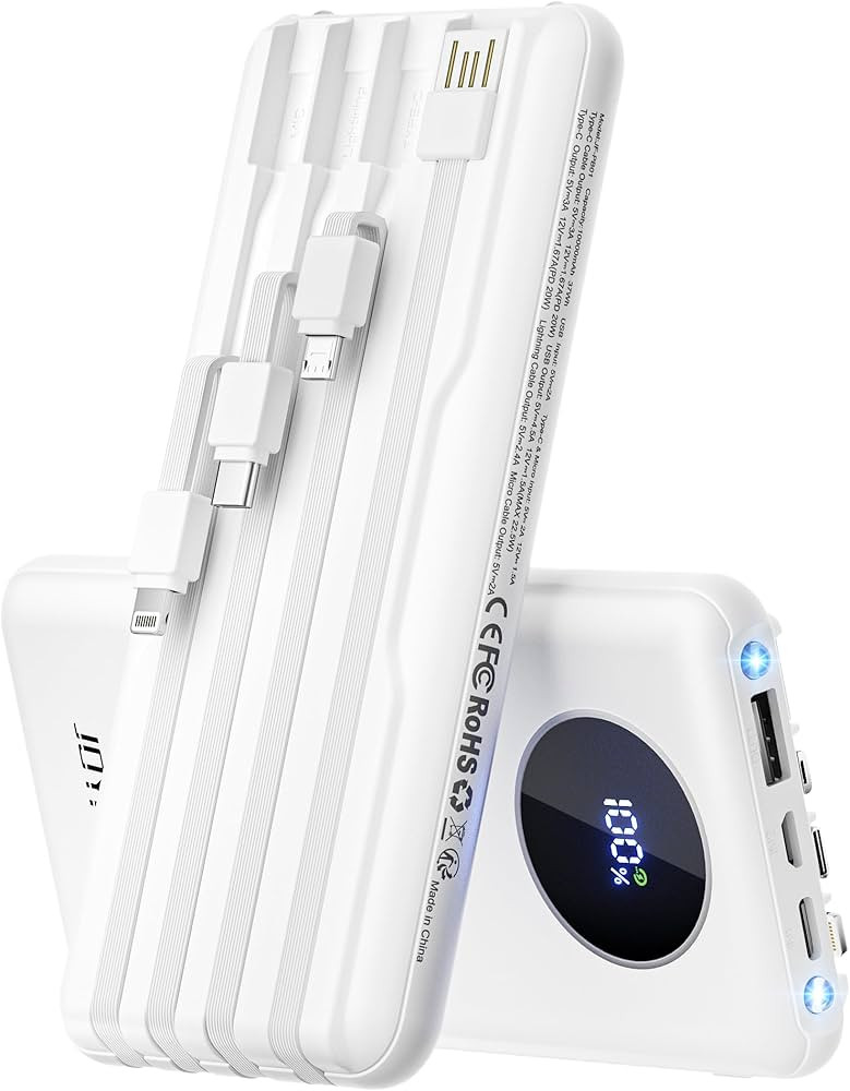 Portable-Charger-Power-Bank Travel Essentials Battery Pack USB C 10000mAh Built in Cable 22.5W Ph... | Amazon (US)