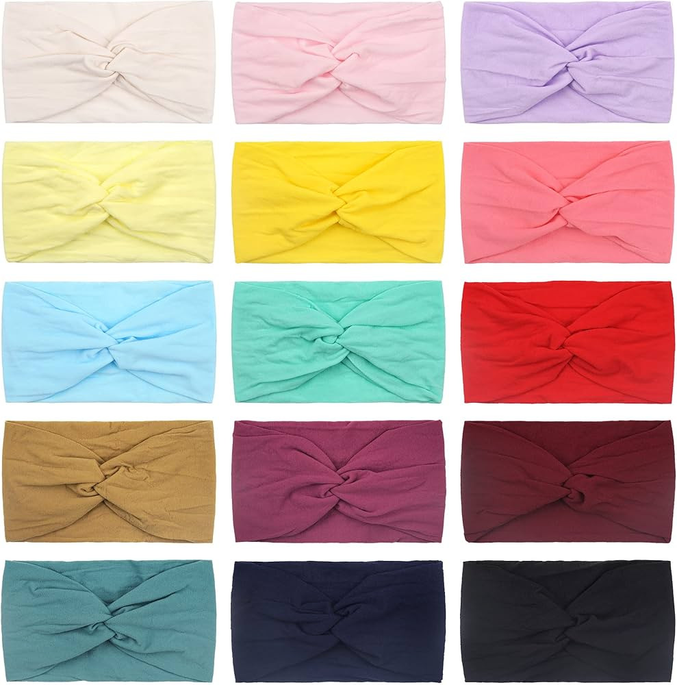 15PCS Baby Nylon Headbands 5 inches Handmade Cross Elastic Headbands for Baby Girls Newborn Infan... | Amazon (US)