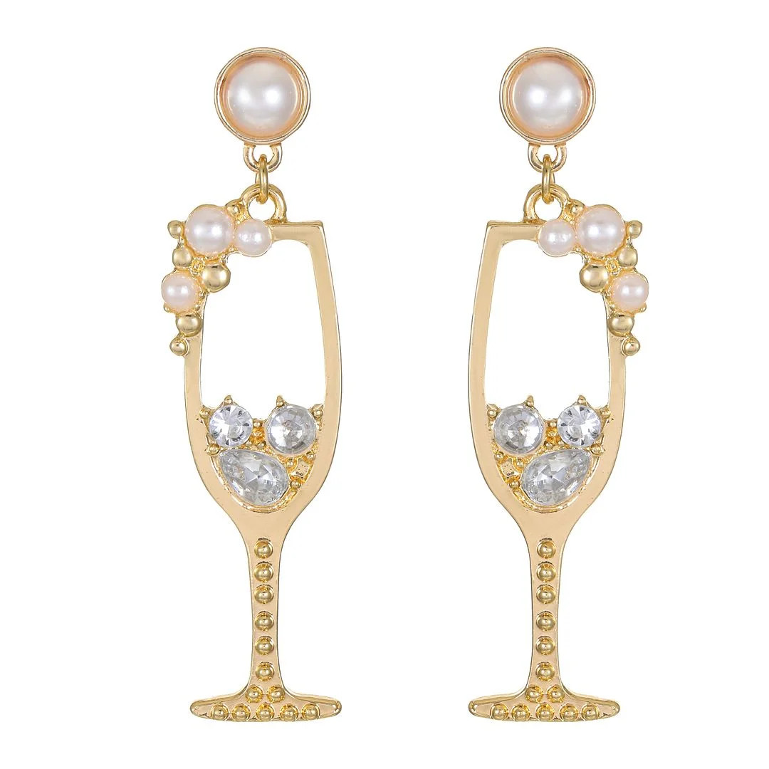 Packed Party Women's Goldtone Holiday-Bubbly Drink Motif Earrings | Walmart (US)