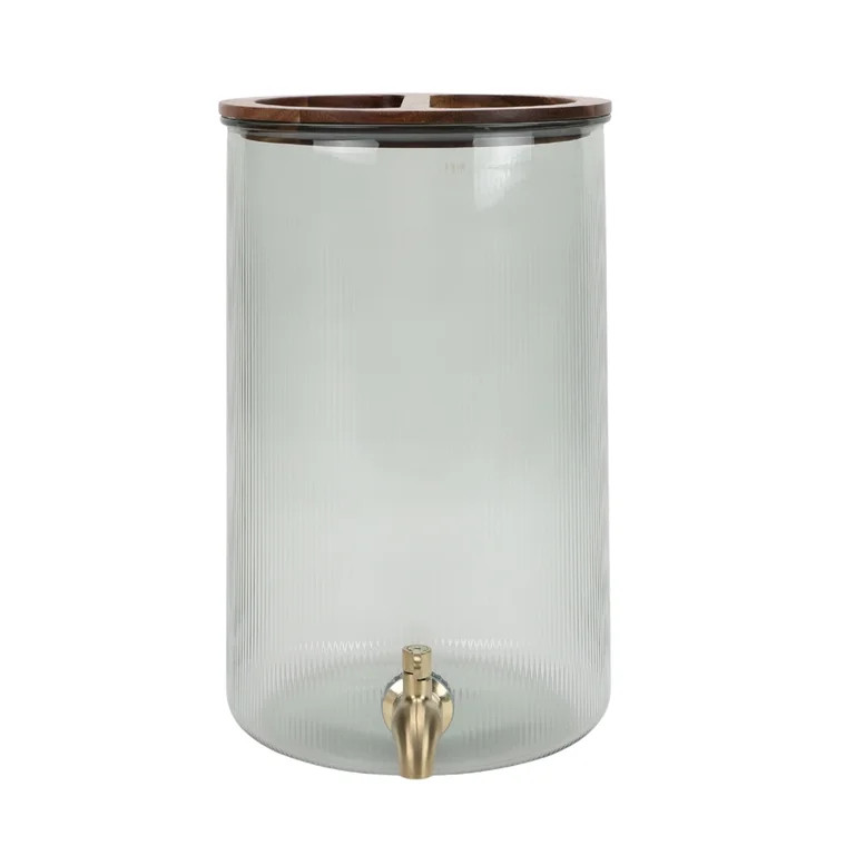 Better Homes and Gardens 2-Gallon Green Countertop Beverage Dispenser with Acacia Wood Lid | Walmart (US)