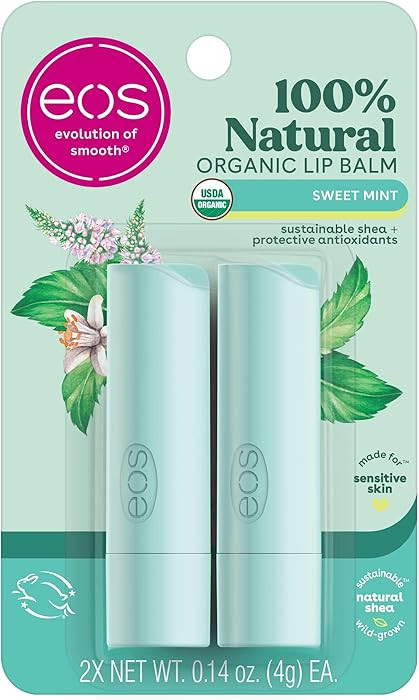 eos 100% Natural & Organic Lip Balm Sticks - Sweet Mint, All Natural Lip Balm, All-Day Moisture, ... | Amazon (US)