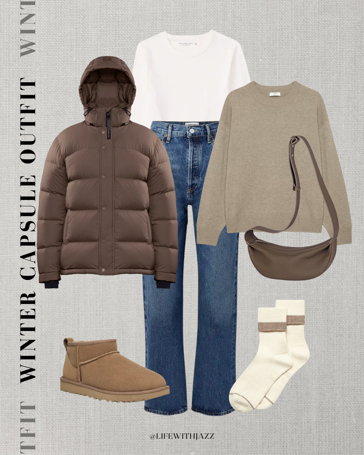 winter capsule outfit 

winter style / short puffer jacket / cashmere sweater / blue ankle jeans / mini uggs / casual leather crossbody / wc26 

 

#LTKSeasonal