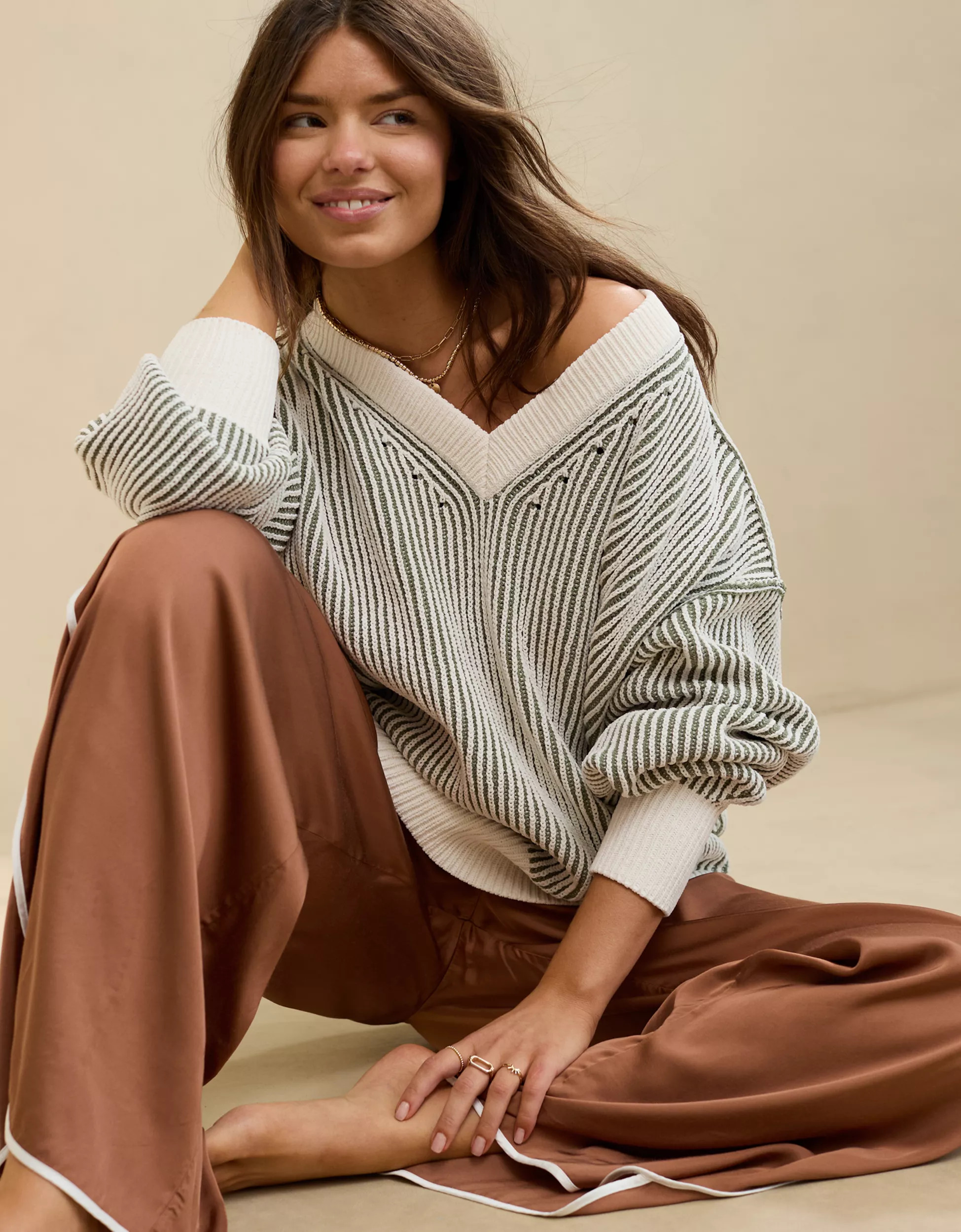 Aerie Beyond Chenille V-Neck Sweater | Aerie