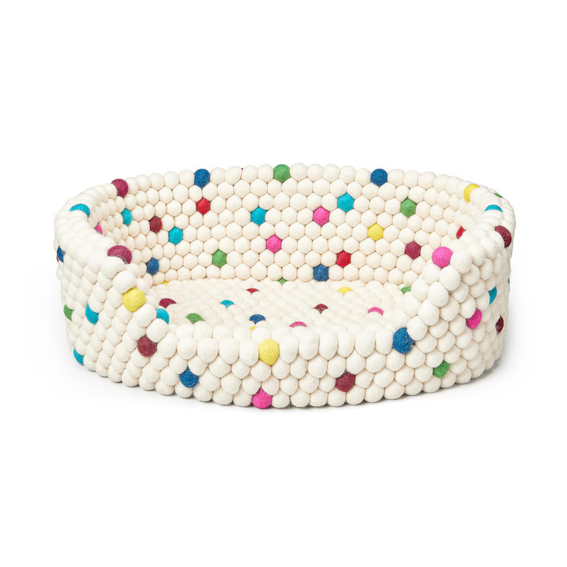 Dog Bed Handmade, Stitch Felting, White Spotted Dog Bed, Felted Handmade Dog Bed, 100% New Zealan... | Etsy (US)