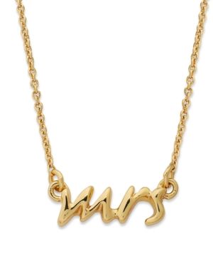 kate spade new york Necklace, 12k Gold-Plated Say Yes Mrs. Pendant Necklace | Macys (US)