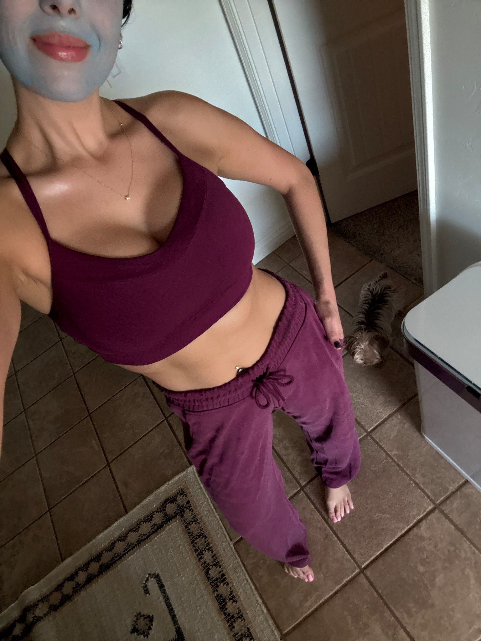 Smurf face mask & my comfies

#LTKFindsUnder100