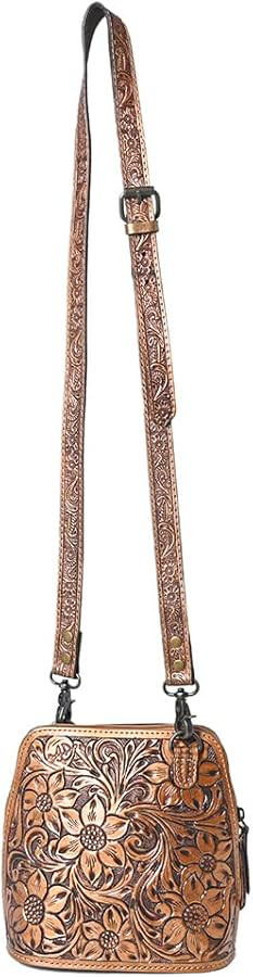 American Darling Cross Body Hand Tooled Genuine Leather Western Women Bag | Brown | Handbag Purse... | Amazon (US)
