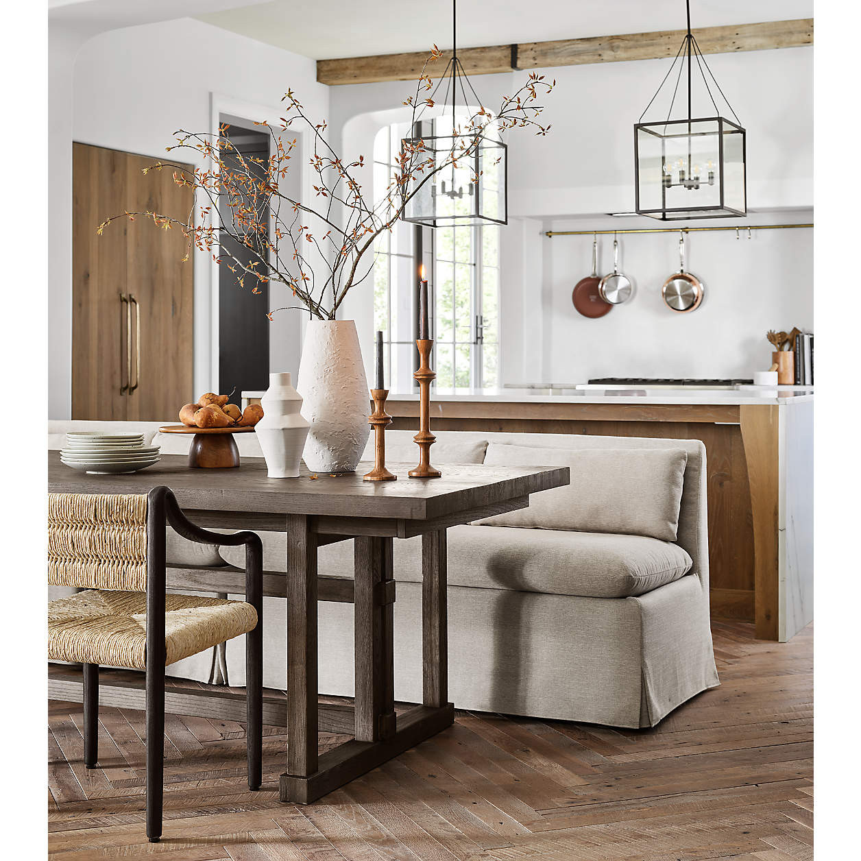 Belmar Slipcovered Dining Banquette Bench with Performance Fabric + Reviews | Crate & Barrel | Crate & Barrel