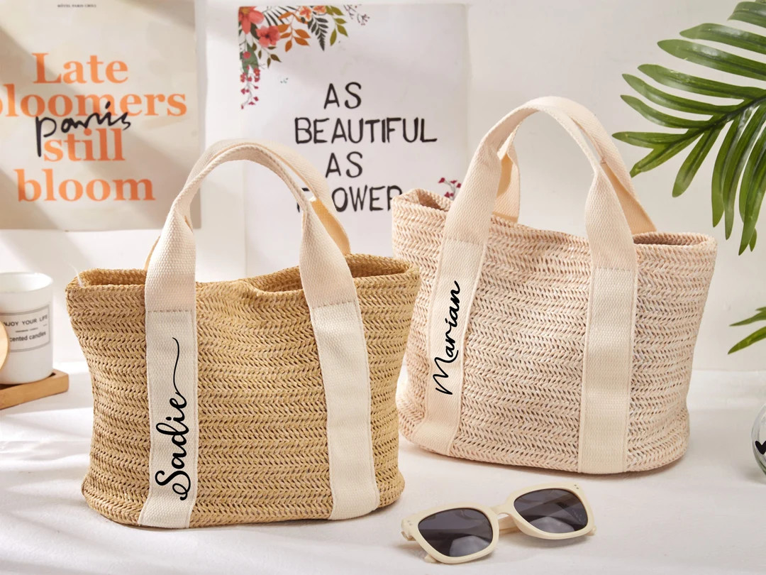 Custom Burlap Tote Bag,personalized Straw Bag,beach Bag,bridesmaid Bags, Bachelorette Party Bags,... | Etsy (US)